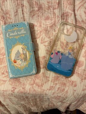 Set Of 2 IPhone 14 Cases Cinderella Blue Wallet Phone Case&Clear Cinderella Case